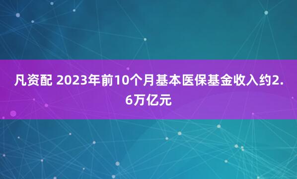 凡资配 2023年前10个月基本医保基金收入约2.6万亿元